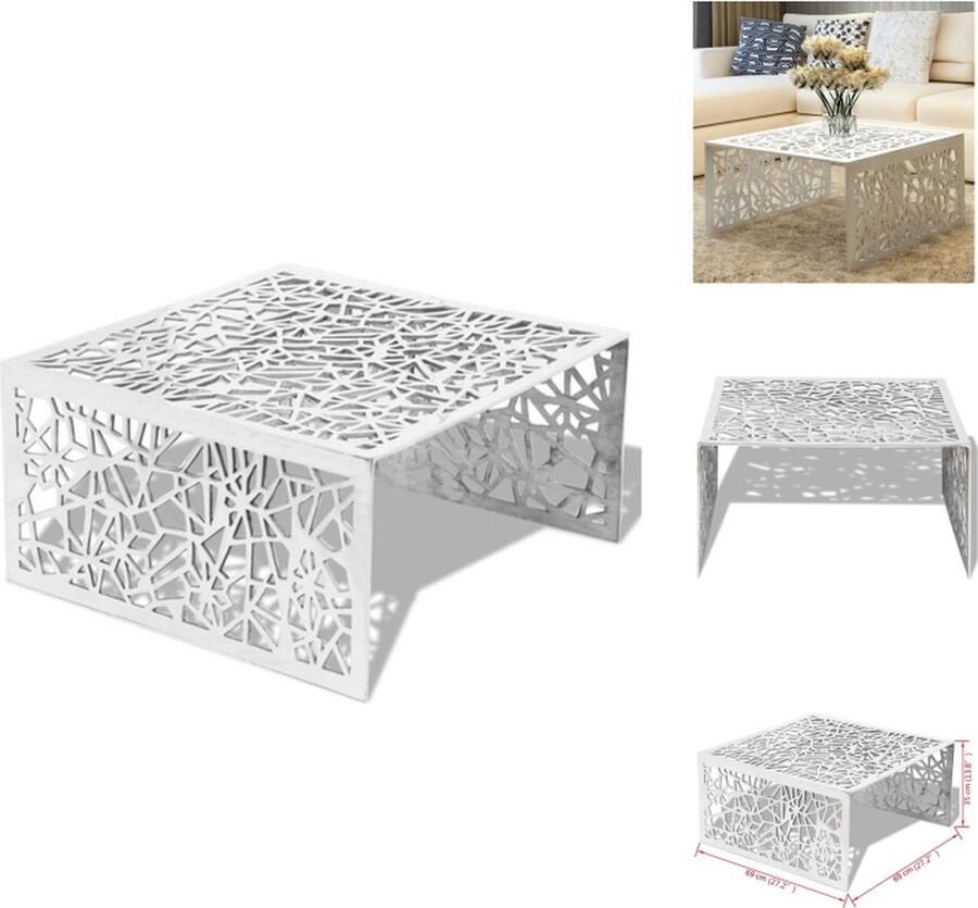 VidaXL Salontafel Salontafels Bijzettafel Tafeltje Salontafel opengewerkt ontwerp aluminium zilverkleurig