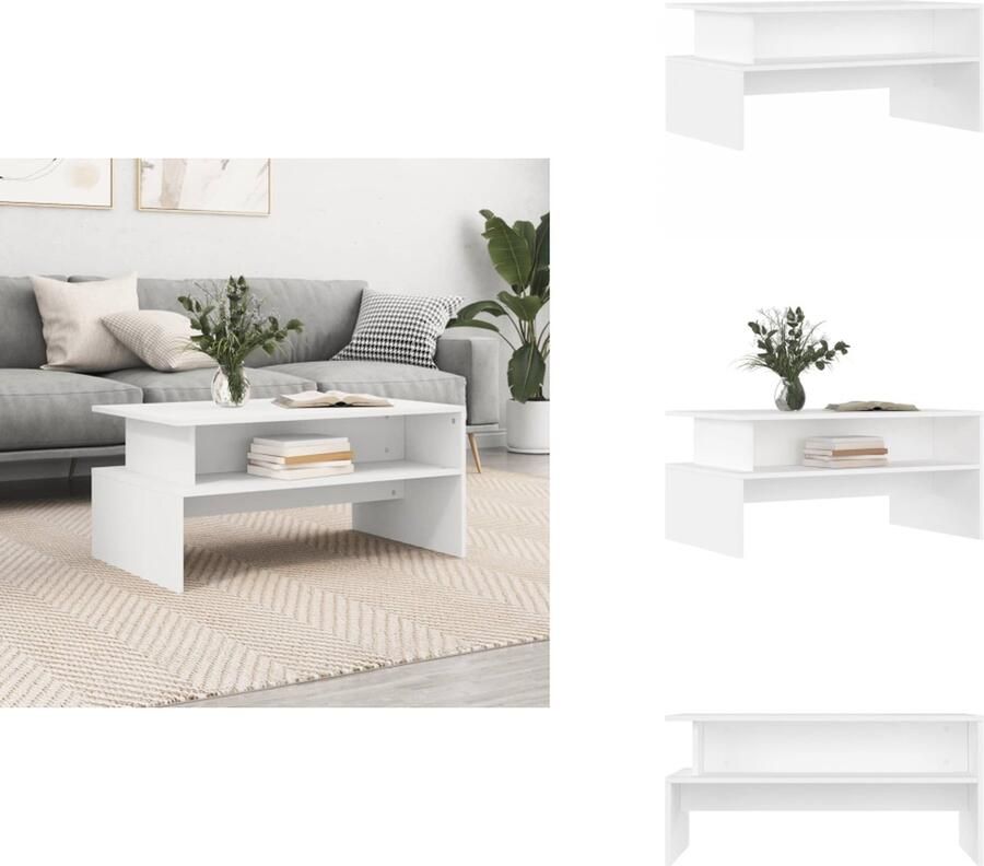 VidaXL Salontafel Salontafels Bijzettafel Woonkamertafel Salontafel 90x55x42 5 cm bewerkt hout wit - Foto 2