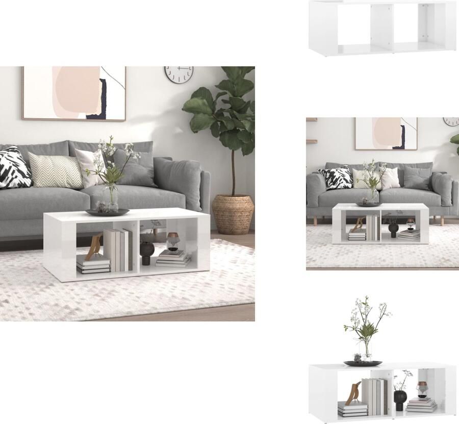 VidaXL Salontafel Salontafels Bijzettafel Woonkamertafel Salontafel 100x50x36 cm bewerkt hout hoogglans wit