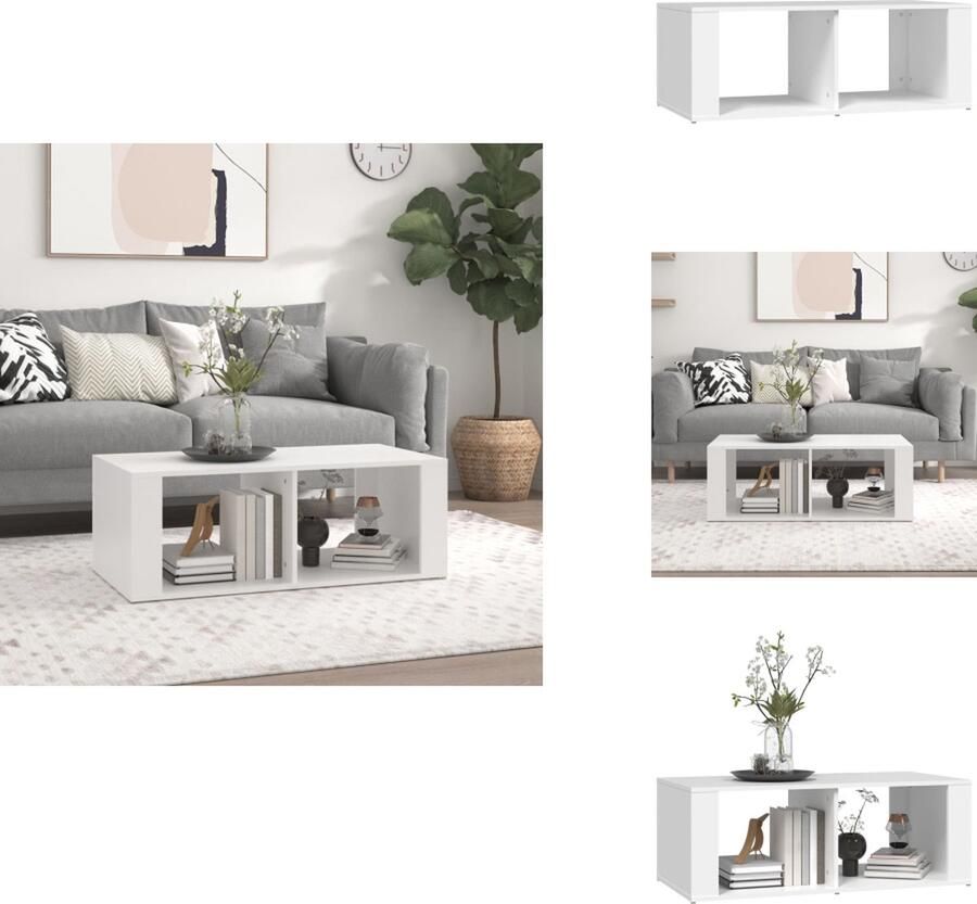 VidaXL Salontafel Salontafels Bijzettafel Woonkamertafel Salontafel 100x50x36 cm bewerkt hout wit