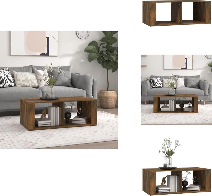 VidaXL Salontafel Salontafels Bijzettafel Woonkamertafel Salontafel 100x50x36 cm bewerkt hout gerookt eikenkleurig