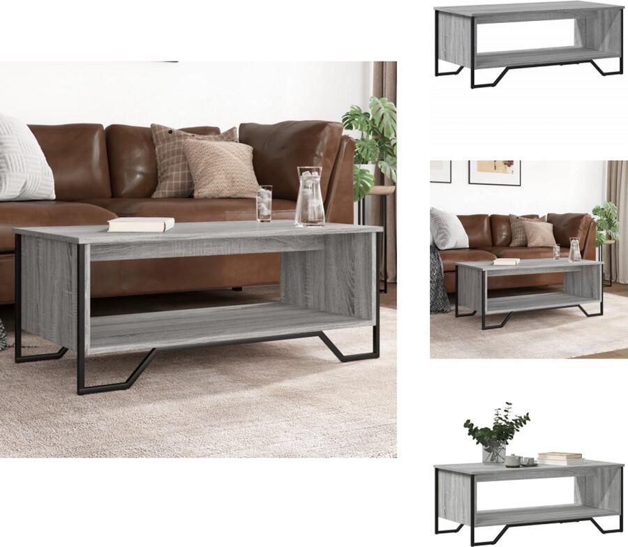 VidaXL Salontafel Salontafels Bijzettafel Woonkamertafel Salontafel 100x51x40 cm bewerkt hout grijs sonoma