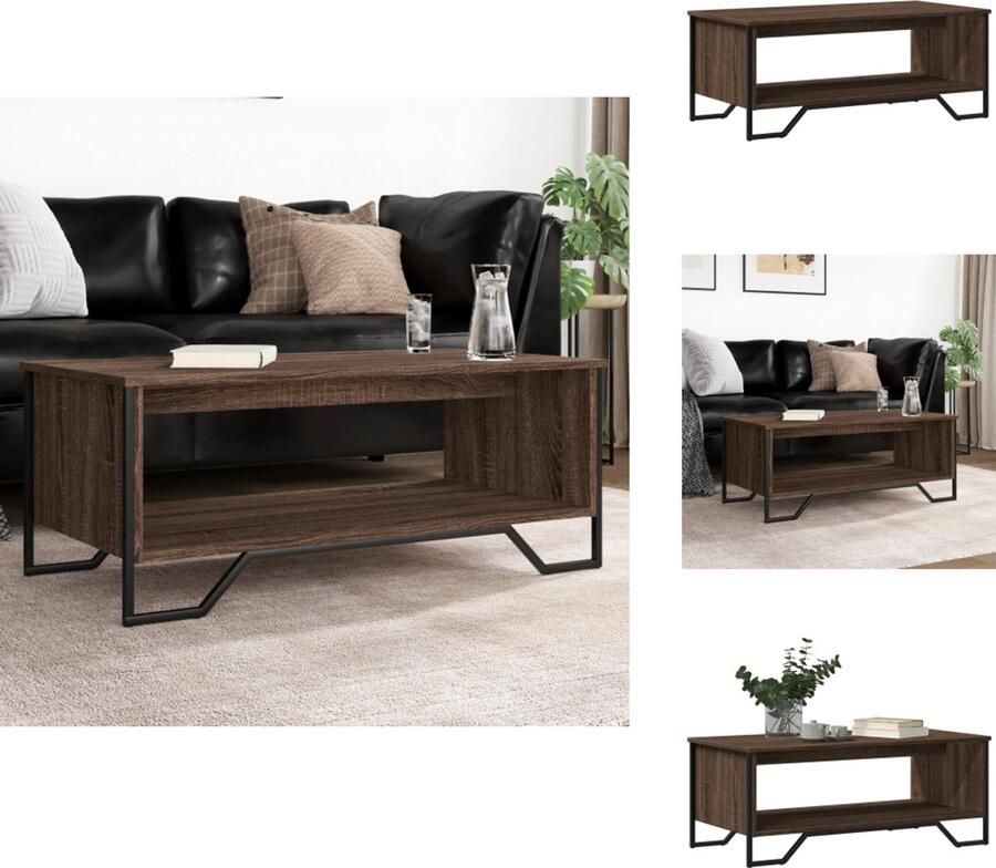 VidaXL Salontafel Salontafels Bijzettafel Woonkamertafel Salontafel 100x51x40 cm bewerkt hout bruin eikenkleur