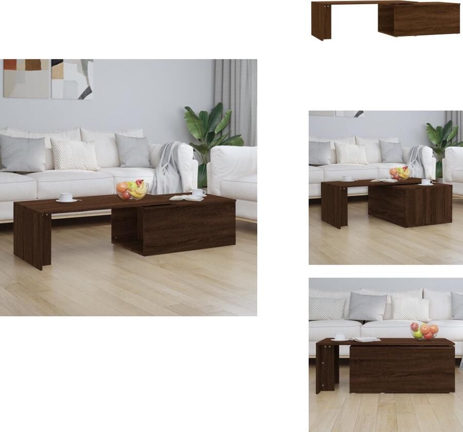 VidaXL Salontafel Salontafels Bijzettafel Woonkamertafel Salontafel 150x50x35 cm bewerkt hout bruineikenkleurig