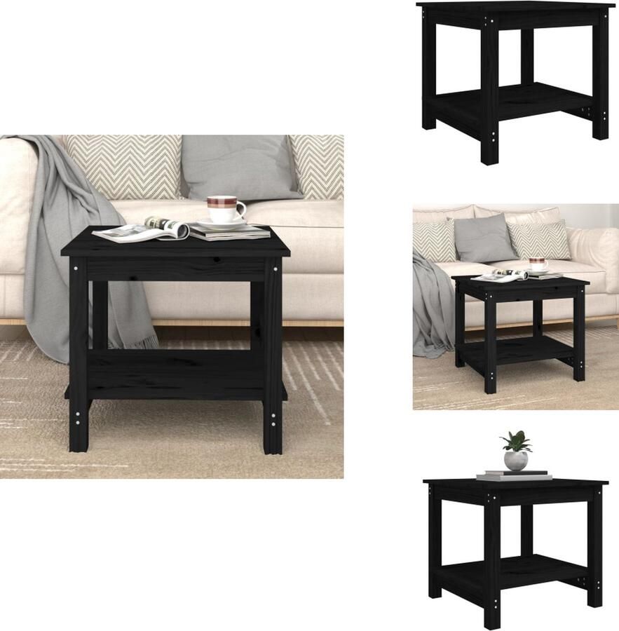 VidaXL Salontafel Salontafels Bijzettafel Woonkamertafel Salontafel 50x50x45 cm massief grenenhout zwart