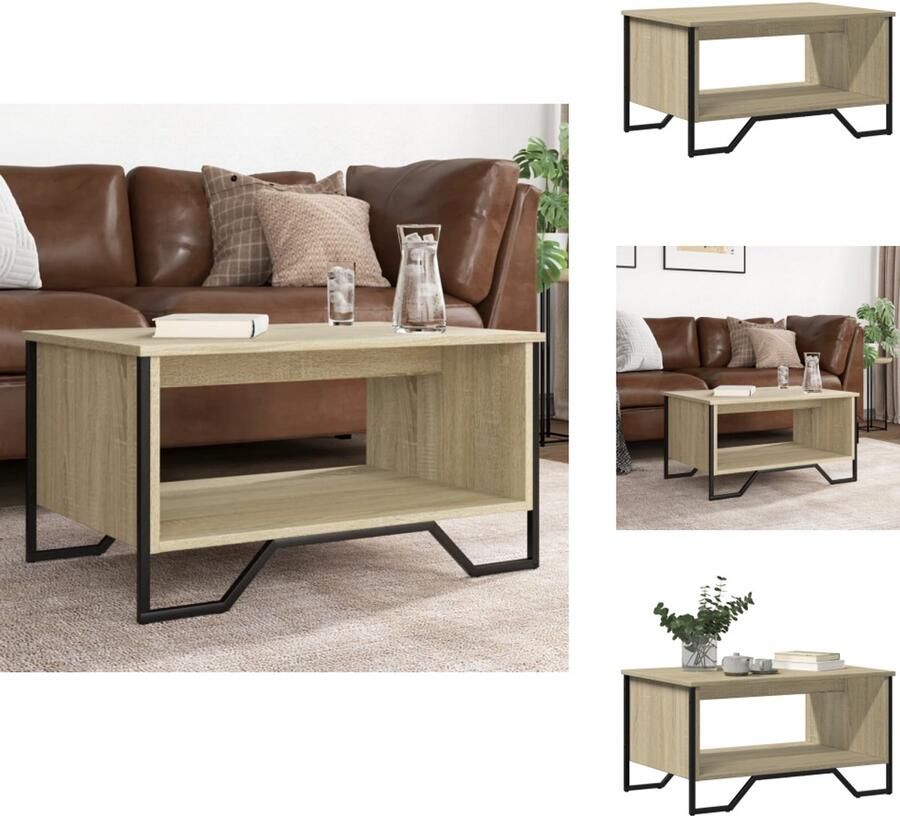 VidaXL Salontafel 75x51x40 cm bewerkt hout sonoma eikenkleurig