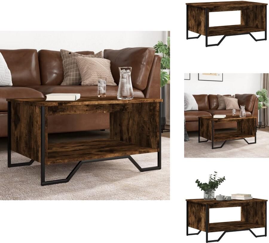 VidaXL Salontafel 75x51x40 cm bewerkt hout gerookt eikenkleurig - Foto 2