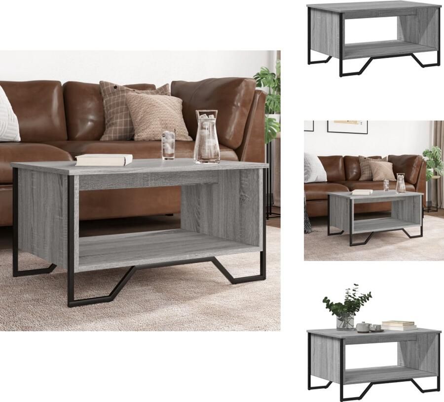 VidaXL Salontafel Salontafels Bijzettafel Woonkamertafel Salontafel 75x51x40 cm bewerkt hout grijs sonoma eikenkleurig