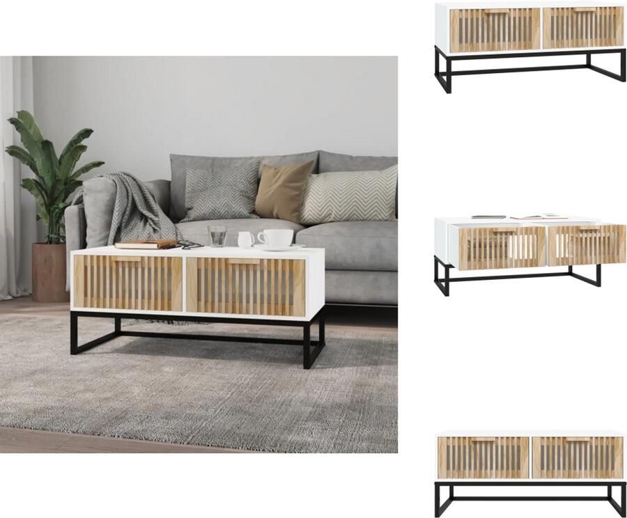 VidaXL Salontafel Salontafels Bijzettafel Woonkamertafel Salontafel 80x40x35 cm bewerkt hout en ijzer wit