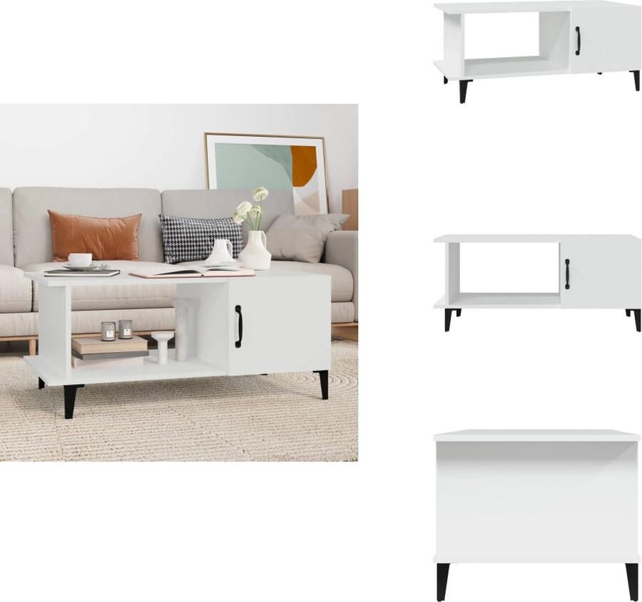 VidaXL Salontafel Salontafels Bijzettafel Woonkamertafel Salontafel 90x50x40 cm bewerkt hout wit