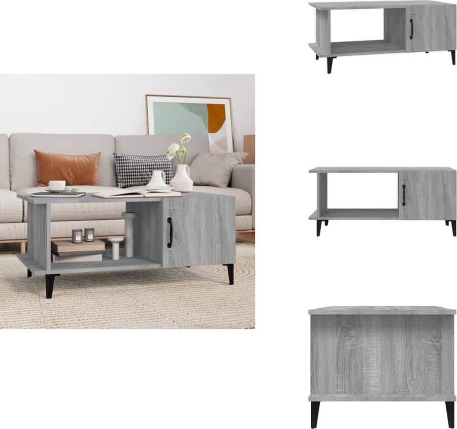 VidaXL Salontafel Salontafels Bijzettafel Woonkamertafel Salontafel 90x50x40 cm bewerkt hout grijs sonoma eikenkleurig