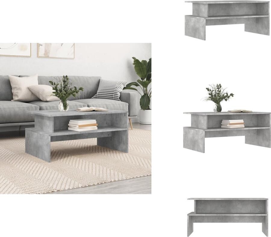 VidaXL Salontafel Salontafels Bijzettafel Woonkamertafel Salontafel 90x55x42 5 cm bewerkt hout betongrijs - Foto 2
