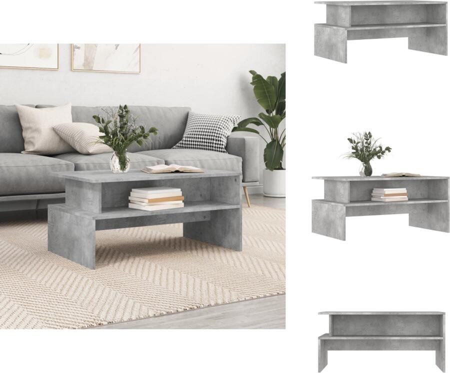 VidaXL Salontafel Salontafels Bijzettafel Woonkamertafel Salontafel 90x55x42 5 cm bewerkt hout betongrijs