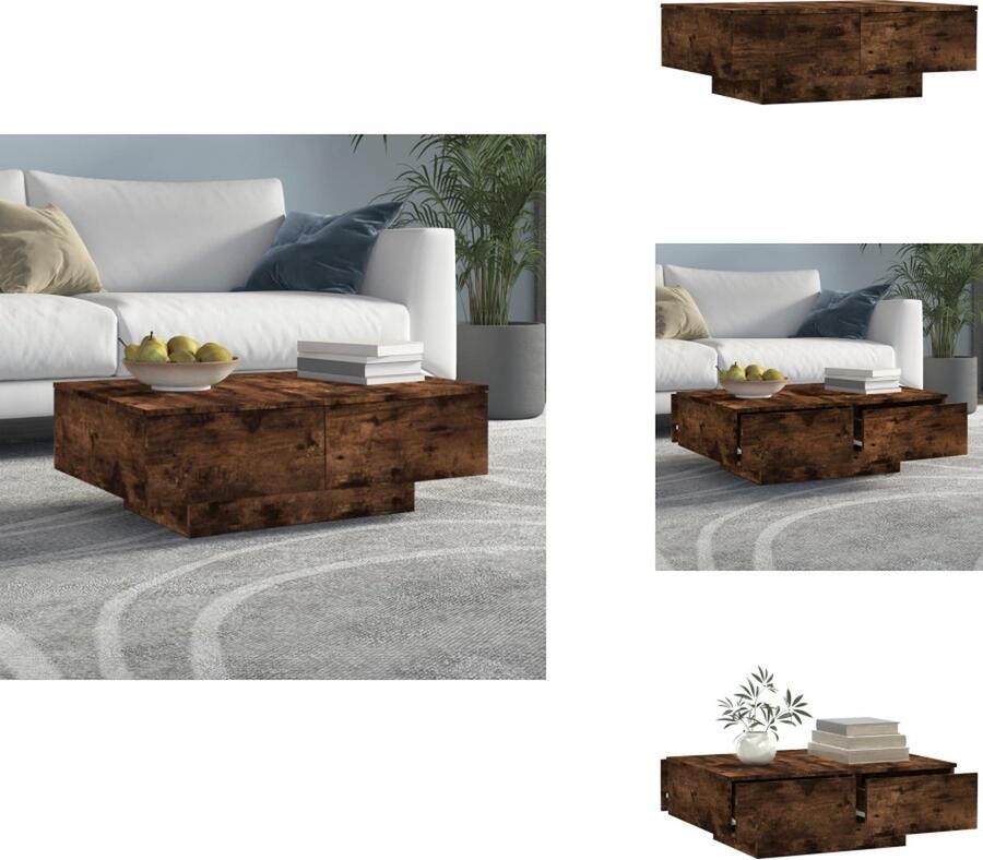 VidaXL Salontafel Salontafels Bijzettafel Woonkamertafel Salontafel 90x60x31 cm bewerkt hout gerookt eikenkleurig