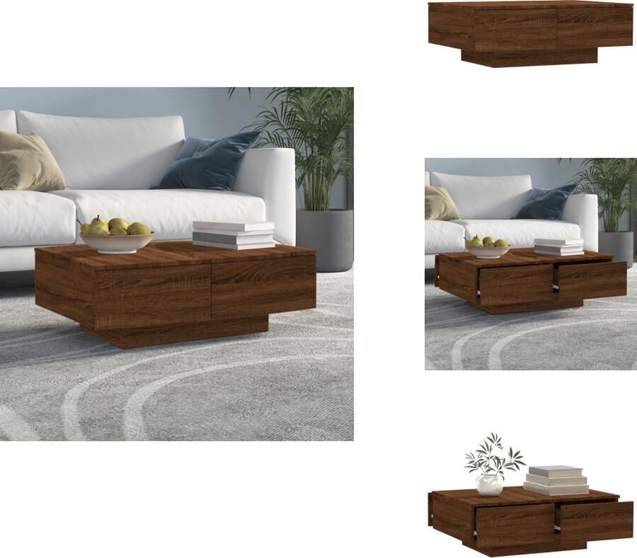 VidaXL Salontafel Salontafels Bijzettafel Woonkamertafel Salontafel 90x60x31 cm bewerkt hout bruineikenkleurig
