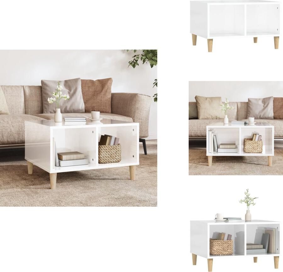 VidaXL Salontafel Salontafels Bijzettafels Bijzettafeltje Salontafel 60x50x36 5 cm bewerkt hout hoogglans wit