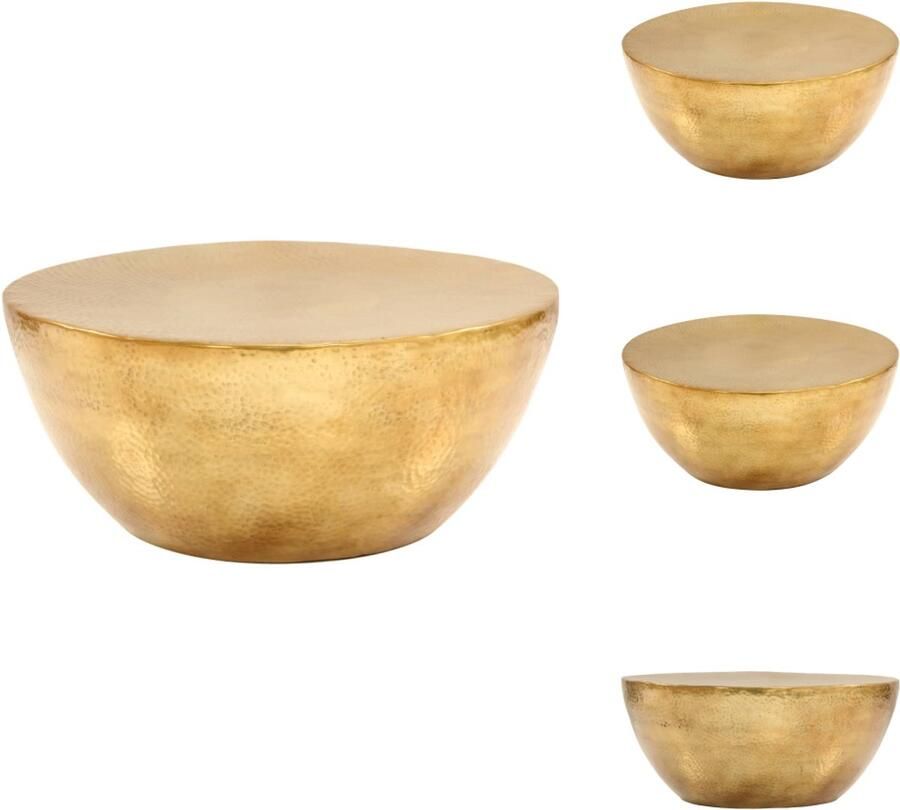 VidaXL Salontafel Salontafels Bijzettafeltje Bijzettafeltjes Salontafel 70x30 cm gehamerd aluminium messingkleurig