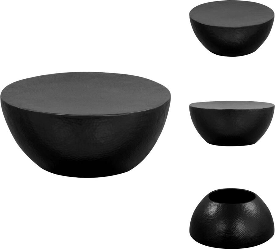 VidaXL Salontafel Salontafels Bijzettafeltje Bijzettafeltjes Salontafel 70x30 cm gehamerd aluminium zwart