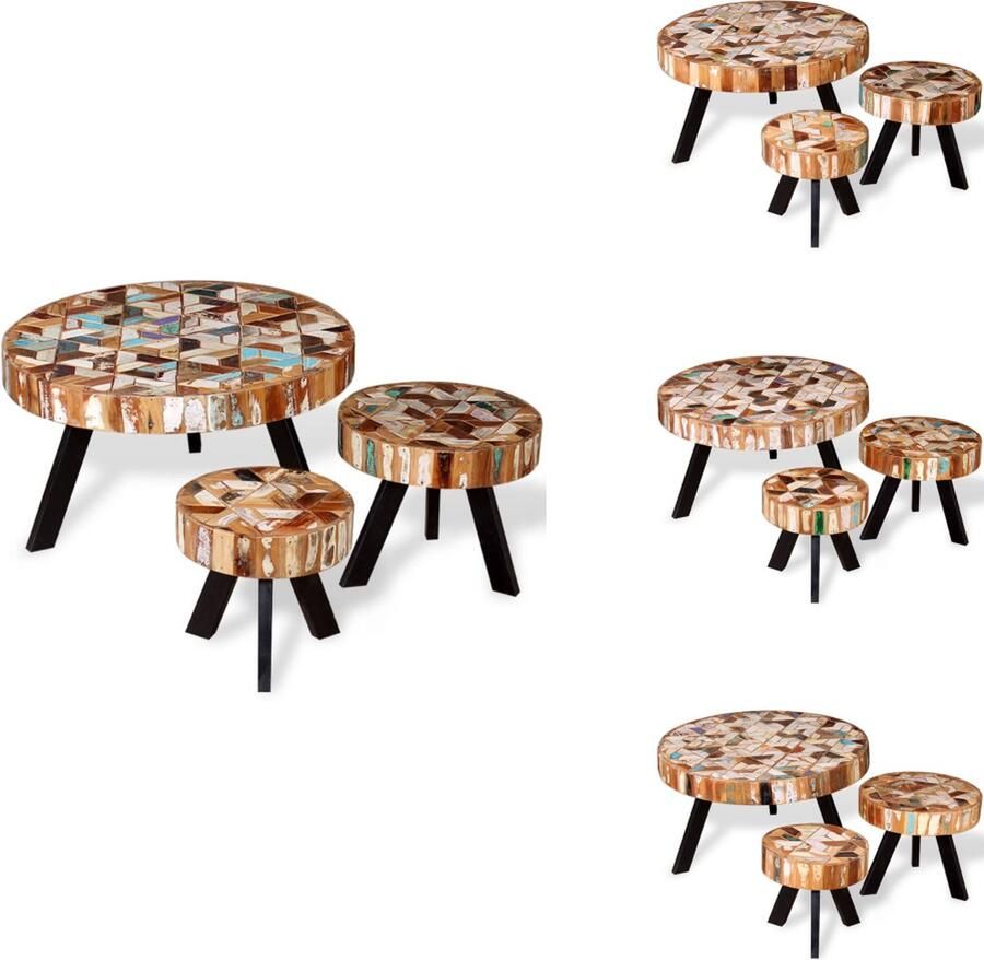 VidaXL Salontafel Salontafels Houten Salontafel Houten Salontafels 3-delige Salontafelset massief gerecycled hout