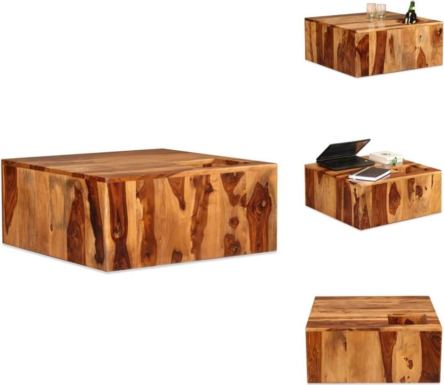 VidaXL Salontafel Salontafels Houten Salontafel Houten Salontafels Salontafel 70x70x30 cm massief sheeshamhout