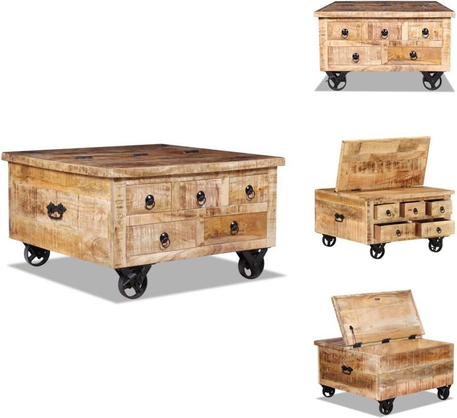 VidaXL Salontafel Salontafels Houten Salontafel Houten Salontafels Salontafel 70x70x40 cm ruw mangohout