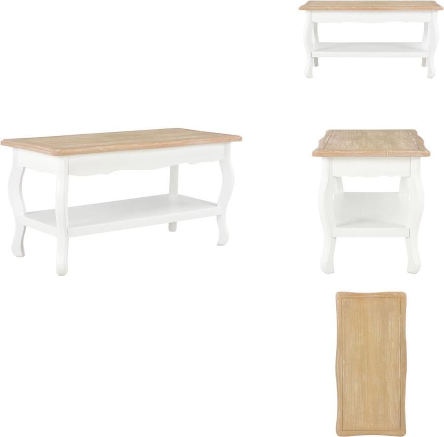 VidaXL Salontafel Salontafels Houten Salontafel Houten Salontafels Salontafel 87 5x42x44 cm massief grenenhout wit en bruin
