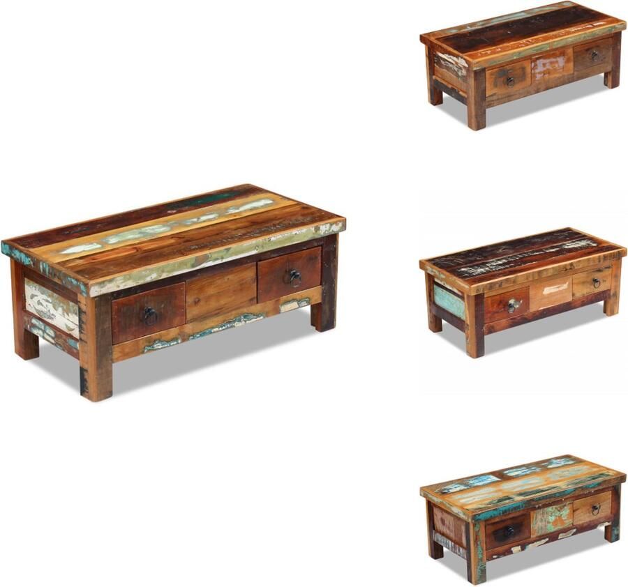 VidaXL Salontafel Salontafels Houten Salontafel Houten Salontafels Salontafel met lades 90x45x35 cm massief gerecycled hout
