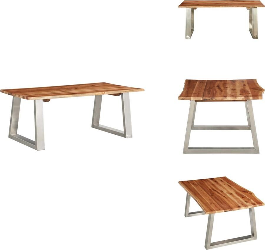 VidaXL Salontafel Salontafels Houten Tafel Houten Tafels Salontafel 100x60x40 cm massief acaciahout en roestvrij staal