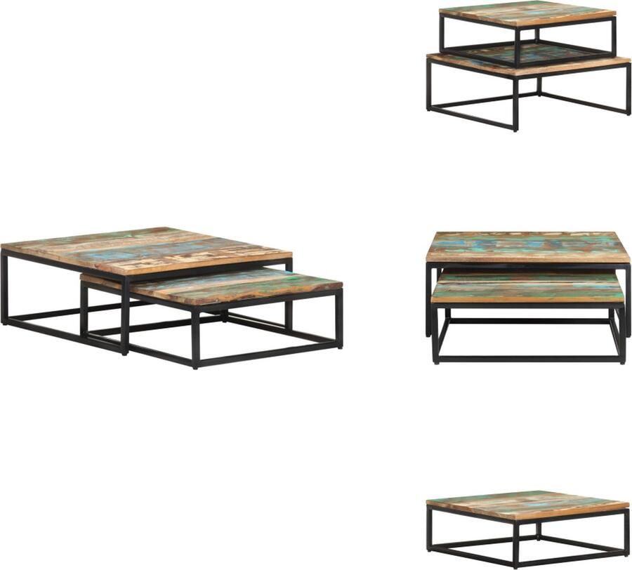 VidaXL Salontafel Salontafels Koffie Tafel Koffie Tafels 2-delige Salontafelset massief gerecycled hout