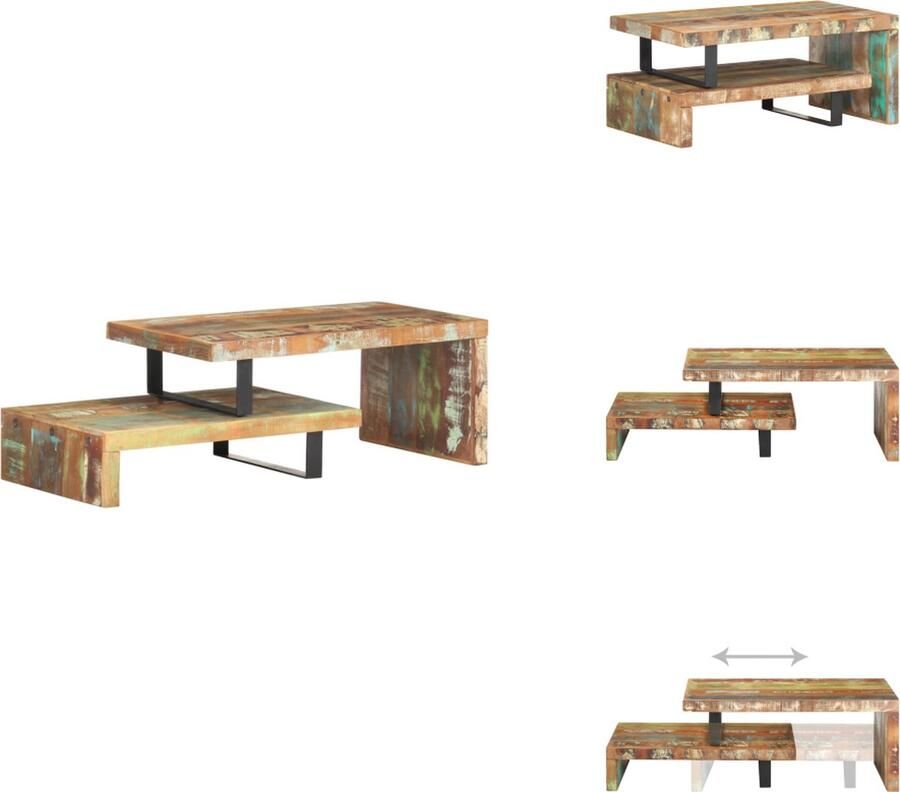 VidaXL Salontafel Salontafels Koffie Tafel Koffie Tafels 2-delige Salontafelset massief gerecycled hout - Foto 2