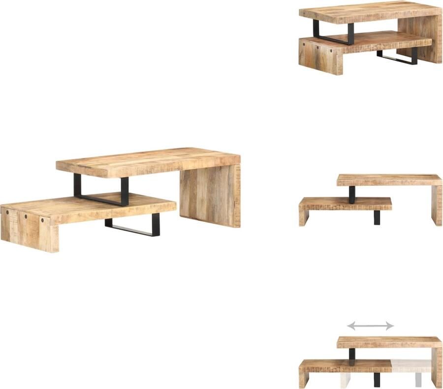 VidaXL Mangohouten Tafelset Boventafel 90 x 50 x 40 cm Ondertafel 80 x 50 x 20 cm Montage vereist Tafel