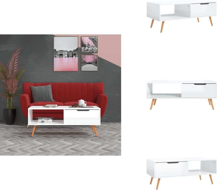 VidaXL Salontafel Salontafels Koffie Tafel Koffie Tafels Salontafel 100x49 5x43 cm bewerkt hout hoogglans wit