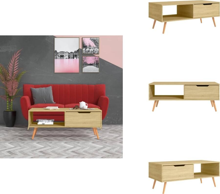 VidaXL Salontafel Salontafels Koffie Tafel Koffie Tafels Salontafel 100x49 5x43 cm bewerkt hout sonoma eikenkleurig