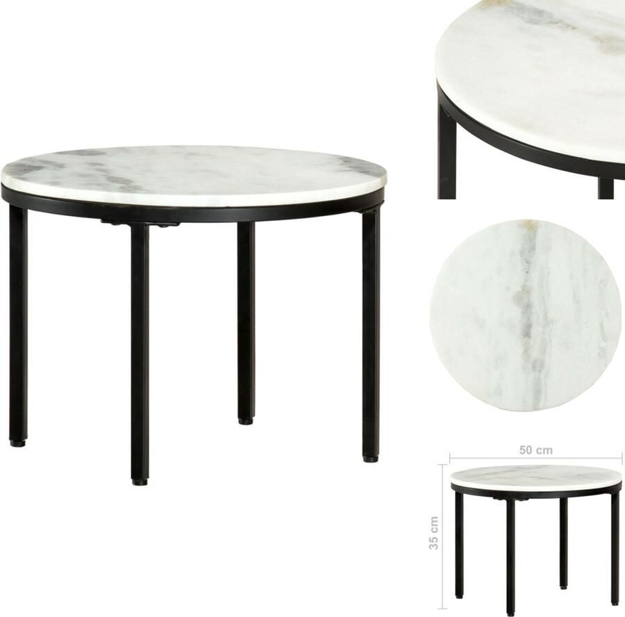 VidaXL Salontafel Salontafels Koffie Tafel Koffie Tafels Salontafel Ø50 cm echt massief marmer wit en zwart
