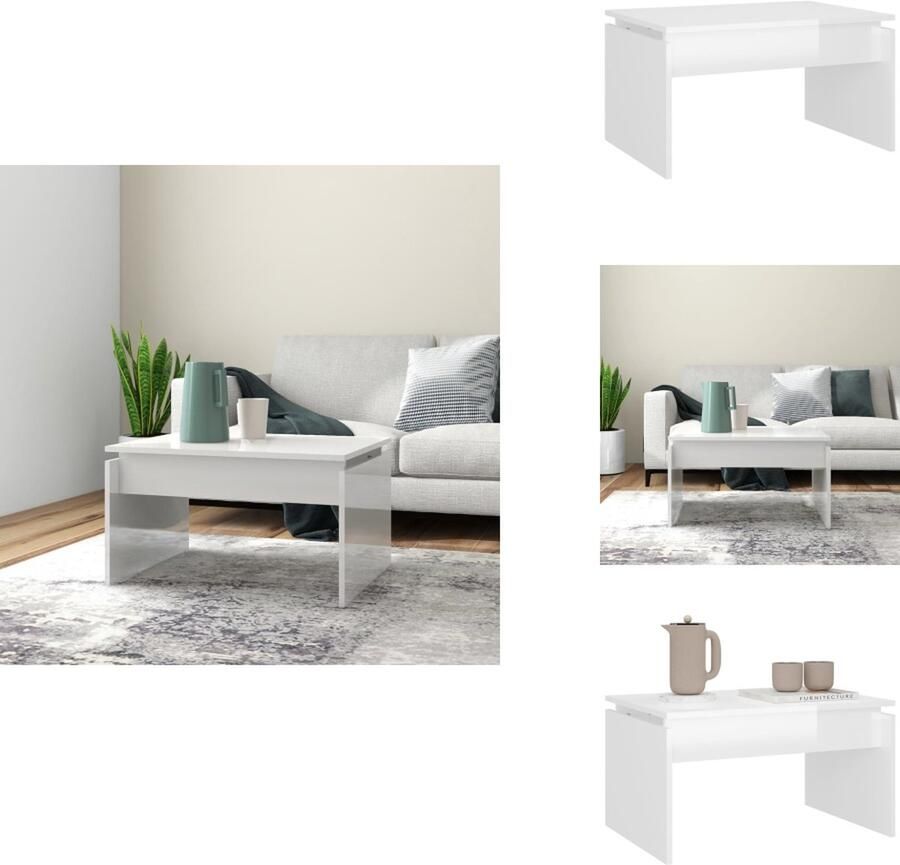 VidaXL Salontafel Salontafels Koffie Tafel Koffie Tafels Salontafel 68x50x38 cm bewerkt hout hoogglans wit