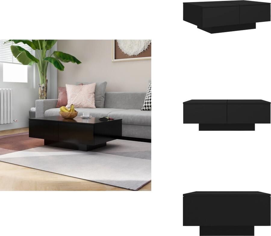 VidaXL Salontafel Salontafels Koffie Tafel Koffie Tafels Salontafel 90x60x31 cm bewerkt hout zwart