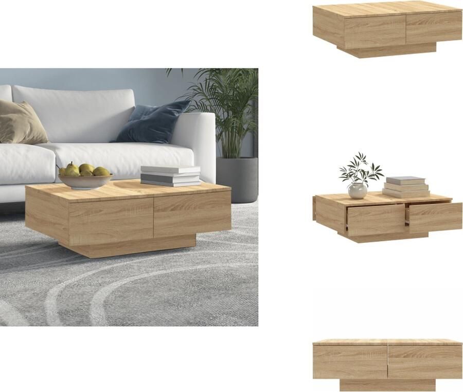 VidaXL Salontafel Salontafels Koffie Tafel Koffie Tafels Salontafel 90x60x31 cm bewerkt hout sonoma eikenkleurig