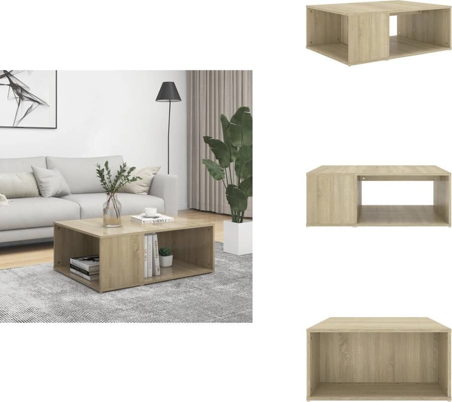 VidaXL salontafel praktische woonkamertafel 90 x 67 x 33 cm stabiel schoon te maken kleur- sonoma eiken materiaal- spaanplaat Tafel
