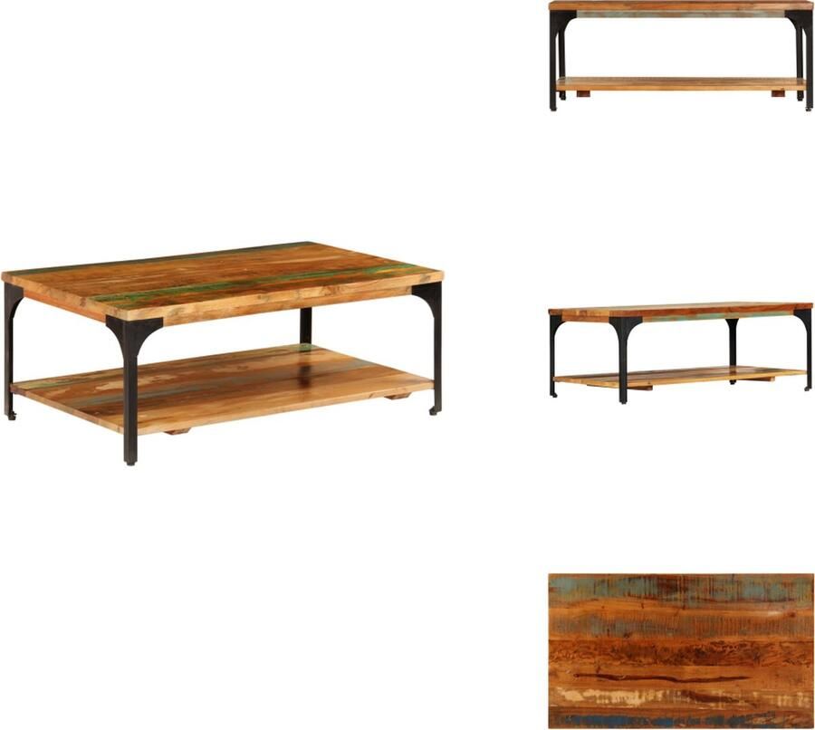 VidaXL Salontafel Salontafels Koffie Tafel Koffie Tafels Salontafel met schap 100x60x35 cm massief gerecycled hout