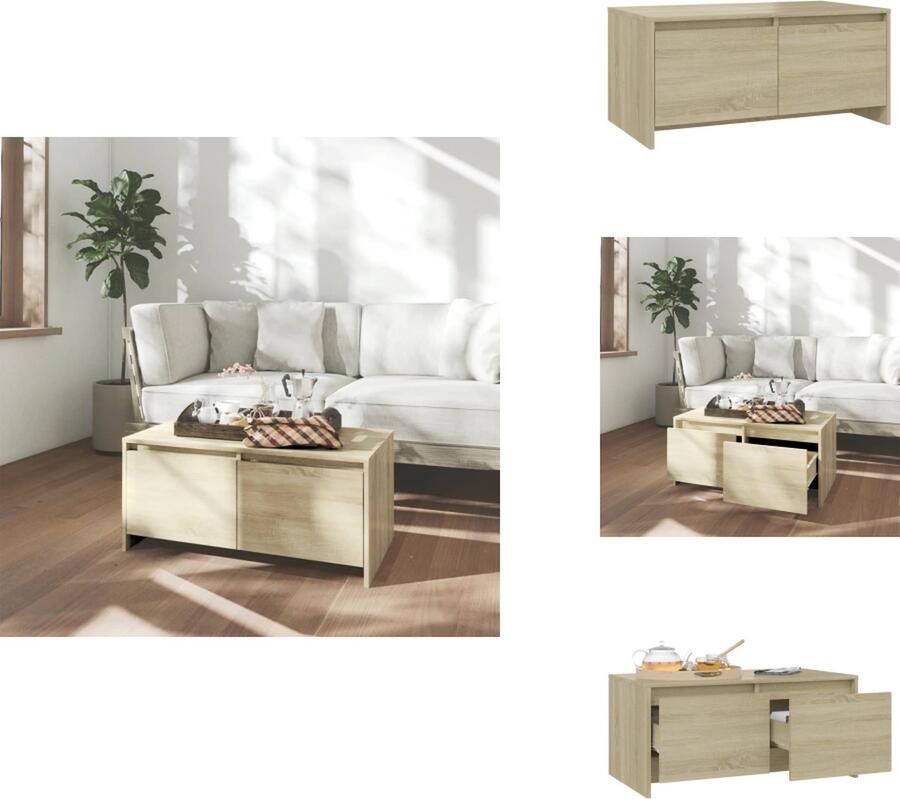 VidaXL Salontafel Salontafels Koffie Tafel Salon Tafel Salontafel 90x50x41 5 cm bewerkt hout sonoma eikenkleurig
