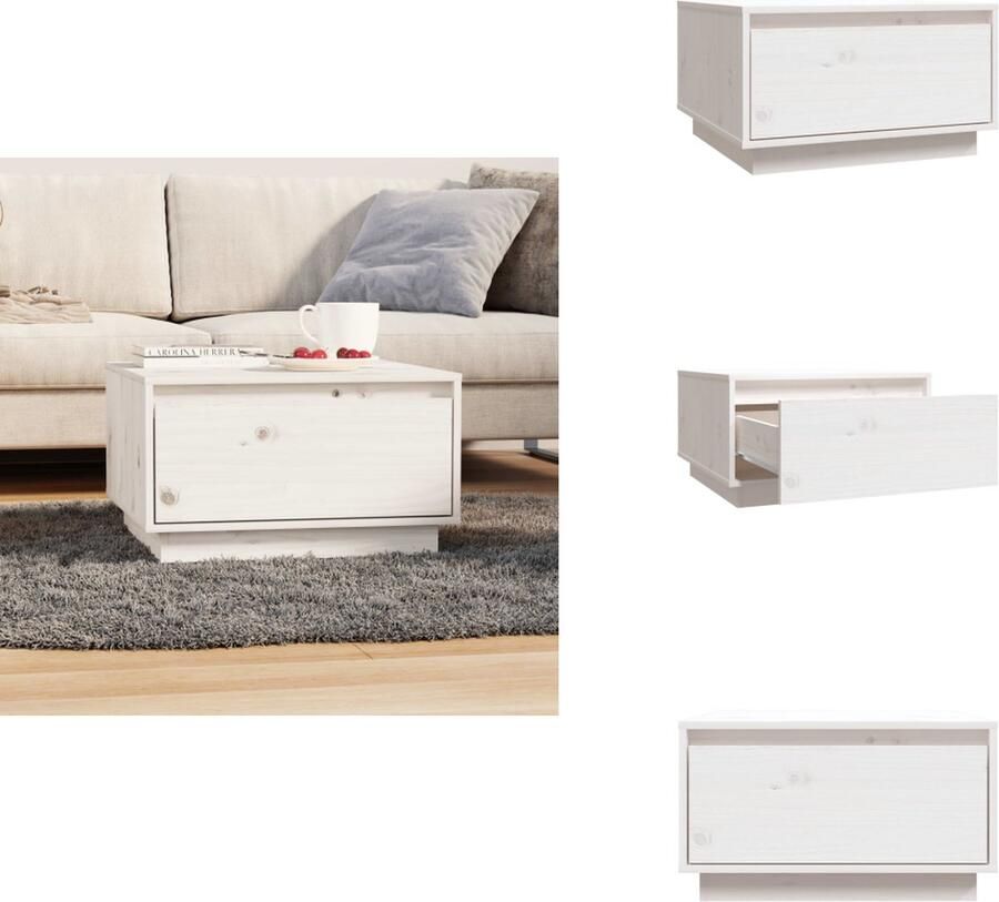 VidaXL Salontafel Salontafels Koffietafel Banktafel Salontafel 55x56x32 cm massief grenenhout wit
