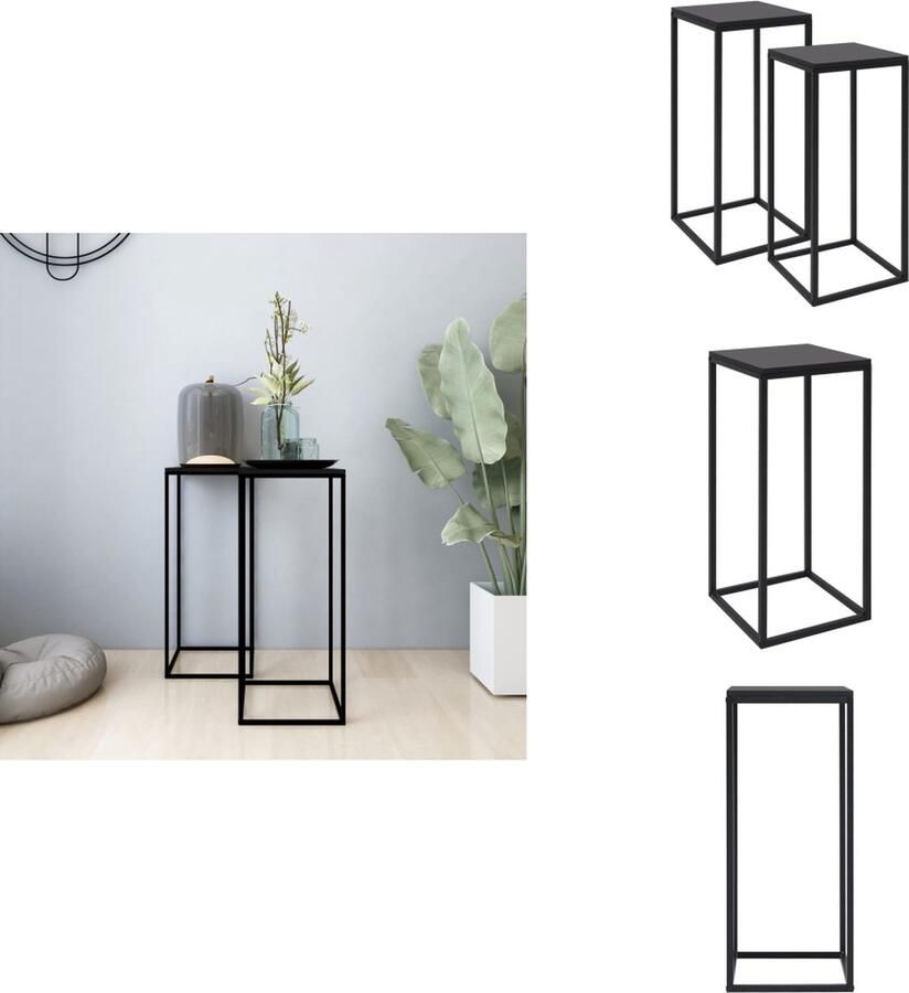 VidaXL Salontafel Salontafels Koffietafel Koffietafels Bijzettafels 2 st staal zwart