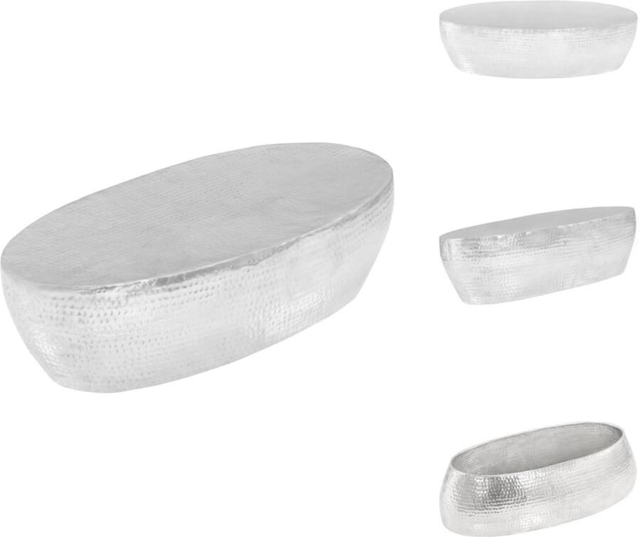 VidaXL Salontafel Salontafels Koffietafel Koffietafels salontafel 100x50x28 cm gehamerd aluminium zilver