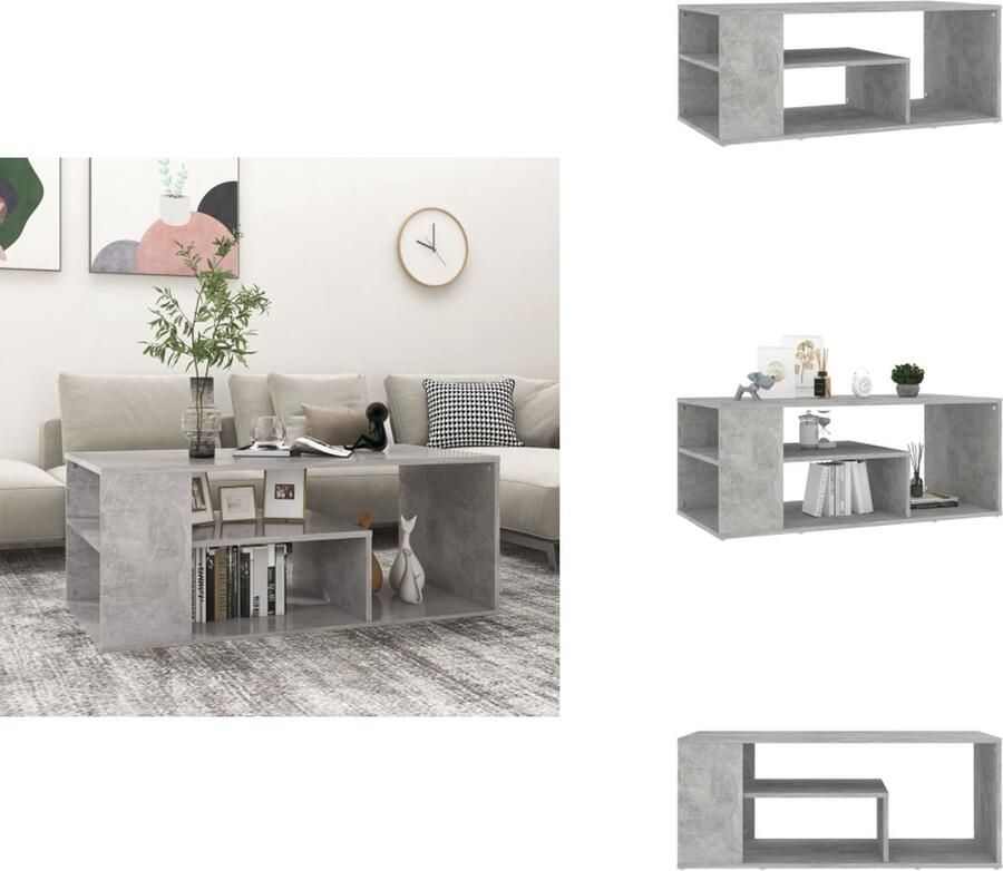 VidaXL Salontafel Salontafels Koffietafel Koffietafels Salontafel 100x50x40 cm bewerkt hout betongrijs