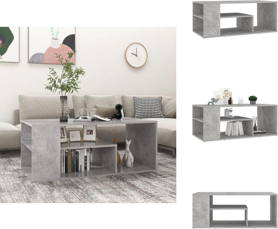 VidaXL Salontafel Salontafels Koffietafel Koffietafels Salontafel 100x50x40 cm bewerkt hout betongrijs - Foto 2