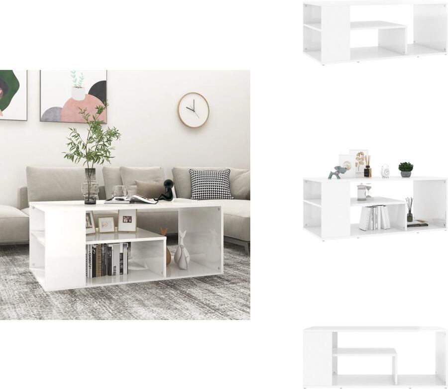 VidaXL Salontafel Salontafels Koffietafel Koffietafels Salontafel 100x50x40 cm bewerkt hout hoogglans wit