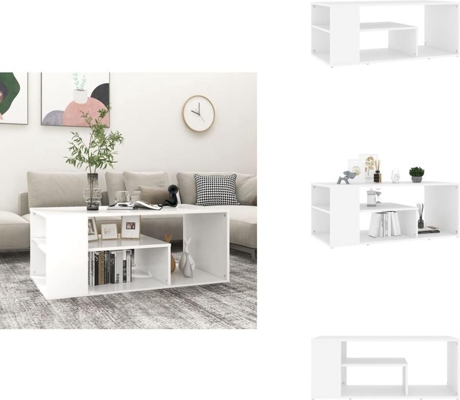 VidaXL Salontafel Salontafels Koffietafel Koffietafels Salontafel 100x50x40 cm bewerkt hout wit