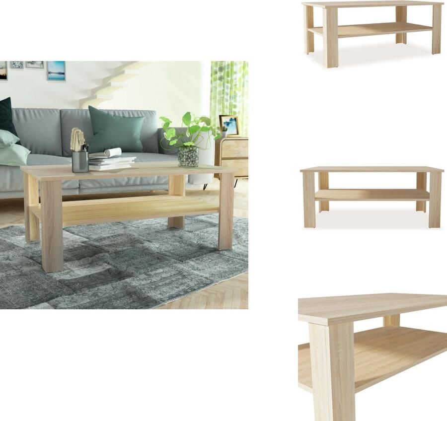 VidaXL Salontafel Salontafels Koffietafel Koffietafels Salontafel 100x59x42 cm bewerkt hout eikenkleurig