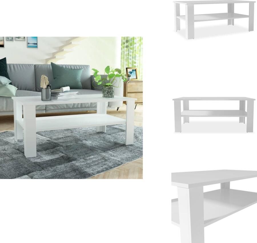 VidaXL Salontafel Salontafels Koffietafel Koffietafels Salontafel 100x59x42 cm bewerkt hout wit