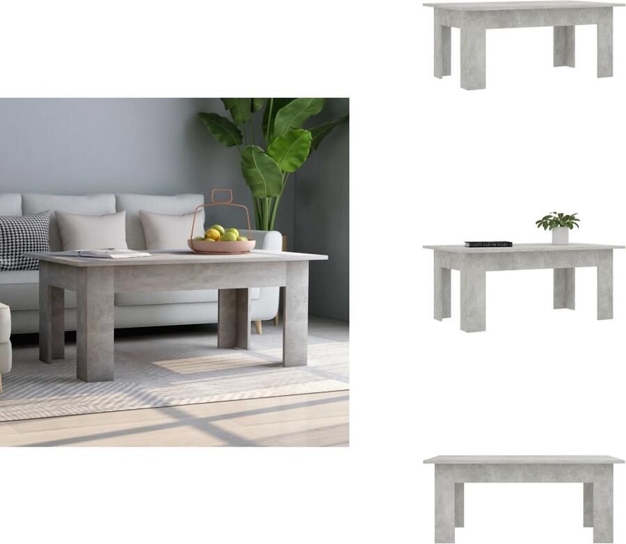 VidaXL Salontafel Salontafels Koffietafel Koffietafels Salontafel 100x60x42 cm bewerkt hout betongrijs
